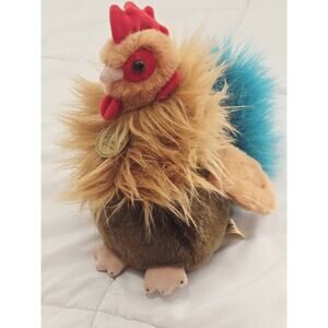 Vtg Miyoni blby Aurora Brown Hen 9”blue Stuffed Retired Farm Decor Realistic